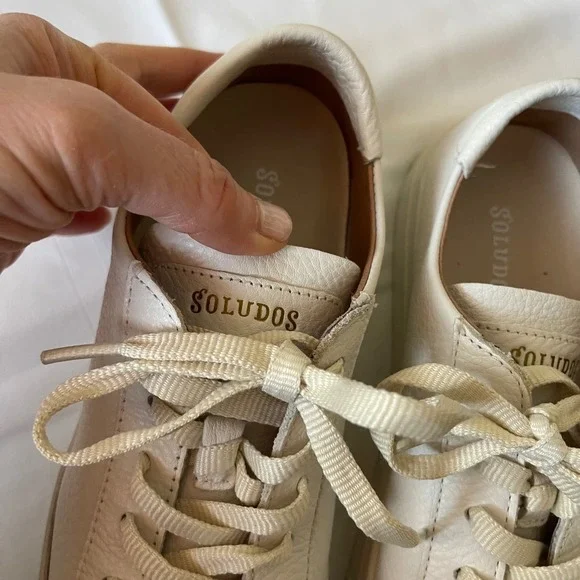 Soludos Ibiza Platform Leather Sneakers Size 8 Oasis White Casual Comfortable - Picture 8 of 14